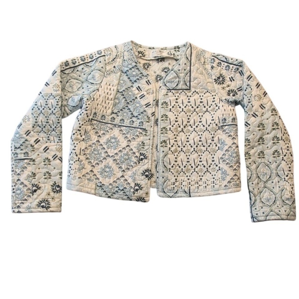 Ida Mae Home Laramie Patchwork Cropped Quilted Jacket Women's Large Coastal